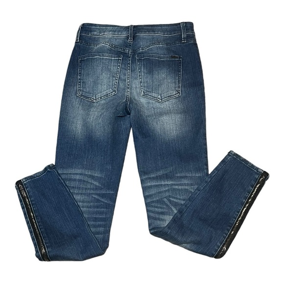 White House Black Market Beaded Tuxedo Jeans Striped High-Rise Skinny Ankle 00 - Picture 5 of 16